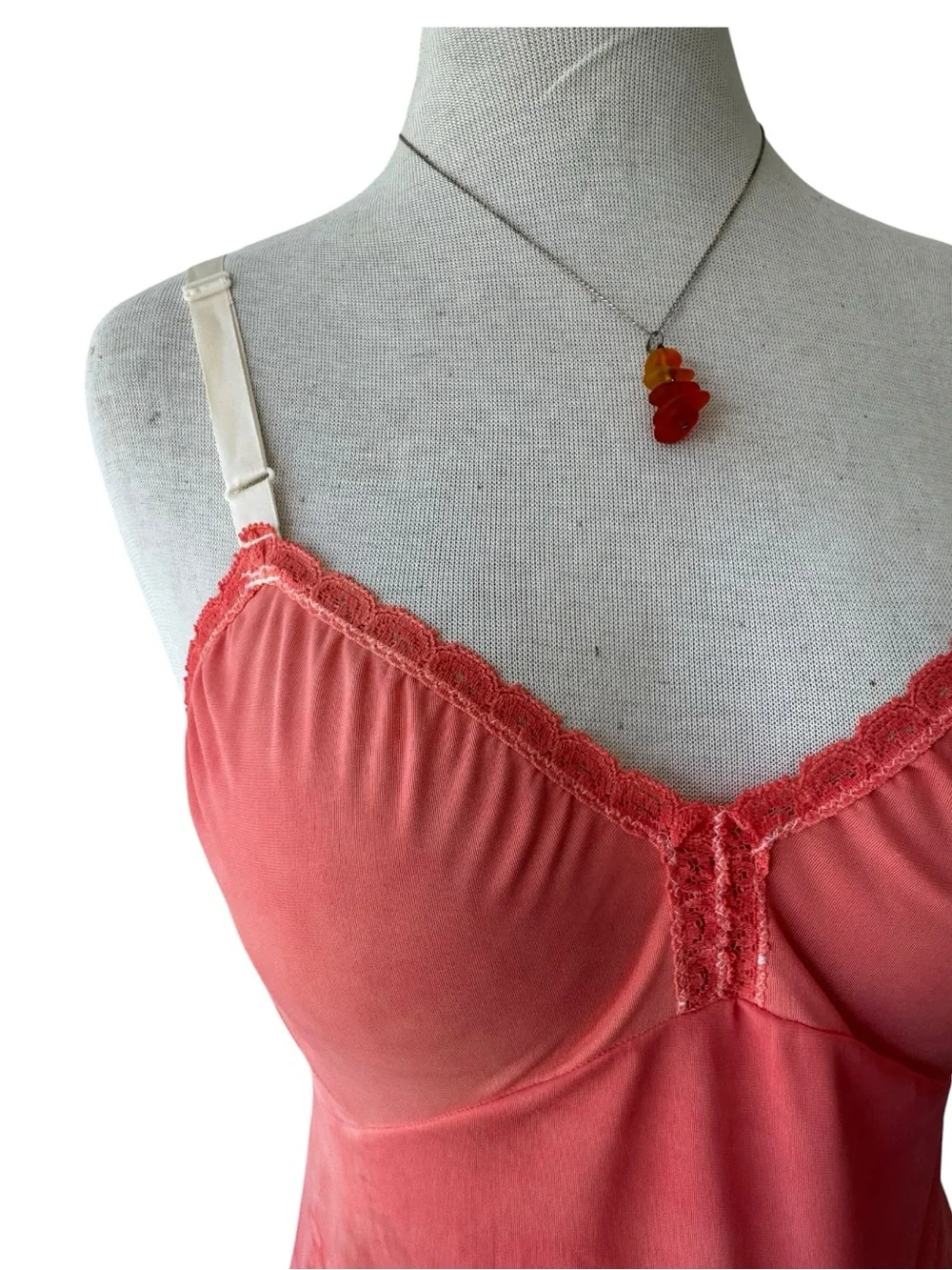 Vtg 70s Shadowline Coral Tie Dye Cami Tank Camisole Sz 36 Lingerie Boho - Picture 3 of 6